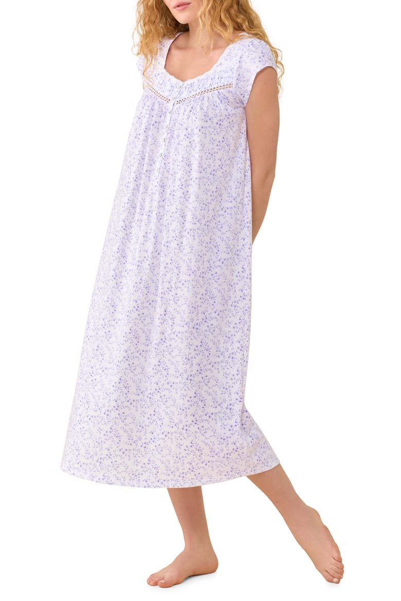 Floral Cotton Lawn Long Nightgown, Alternate, color, WHITE/FLORAL