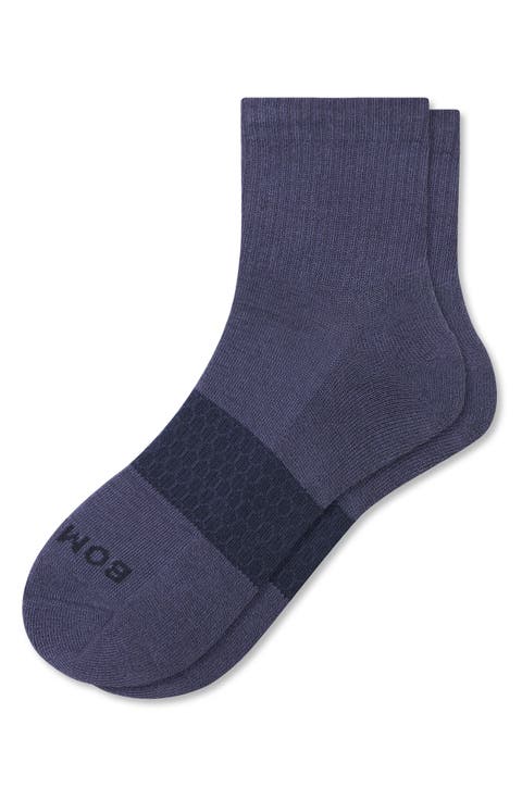 Solid Arch Block Quarter Crew Socks