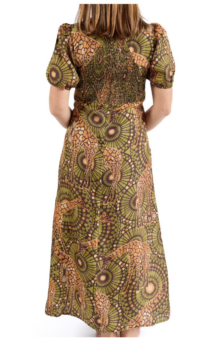 Kenny Flowers The Africa - Silk Puff Sleeve V-Neck Maxi Dress, Alternate, color,