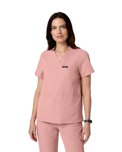 Helia Women's 3-Pocket Slim Notched V-Neck Scrub Top