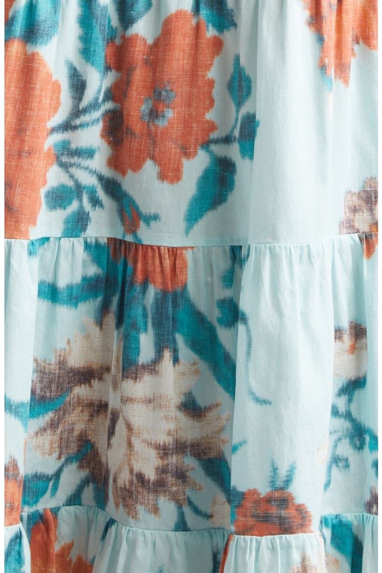 Floral Print Tiered Cotton Dress, Alternate, color, TRAILING POPPY DREAM BLUE