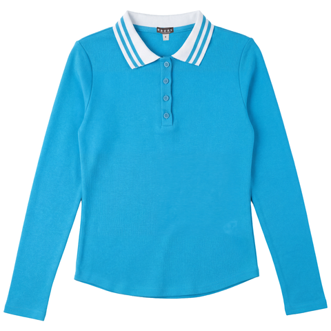Girls' Long Sleeve Striped Polo Top