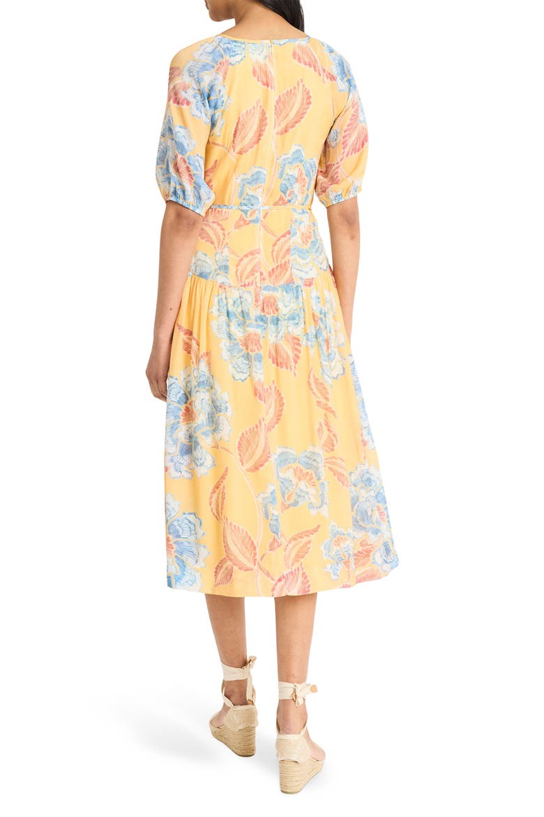 Split Neck Midi Dress, Alternate, color, YELLOW/ BLUE