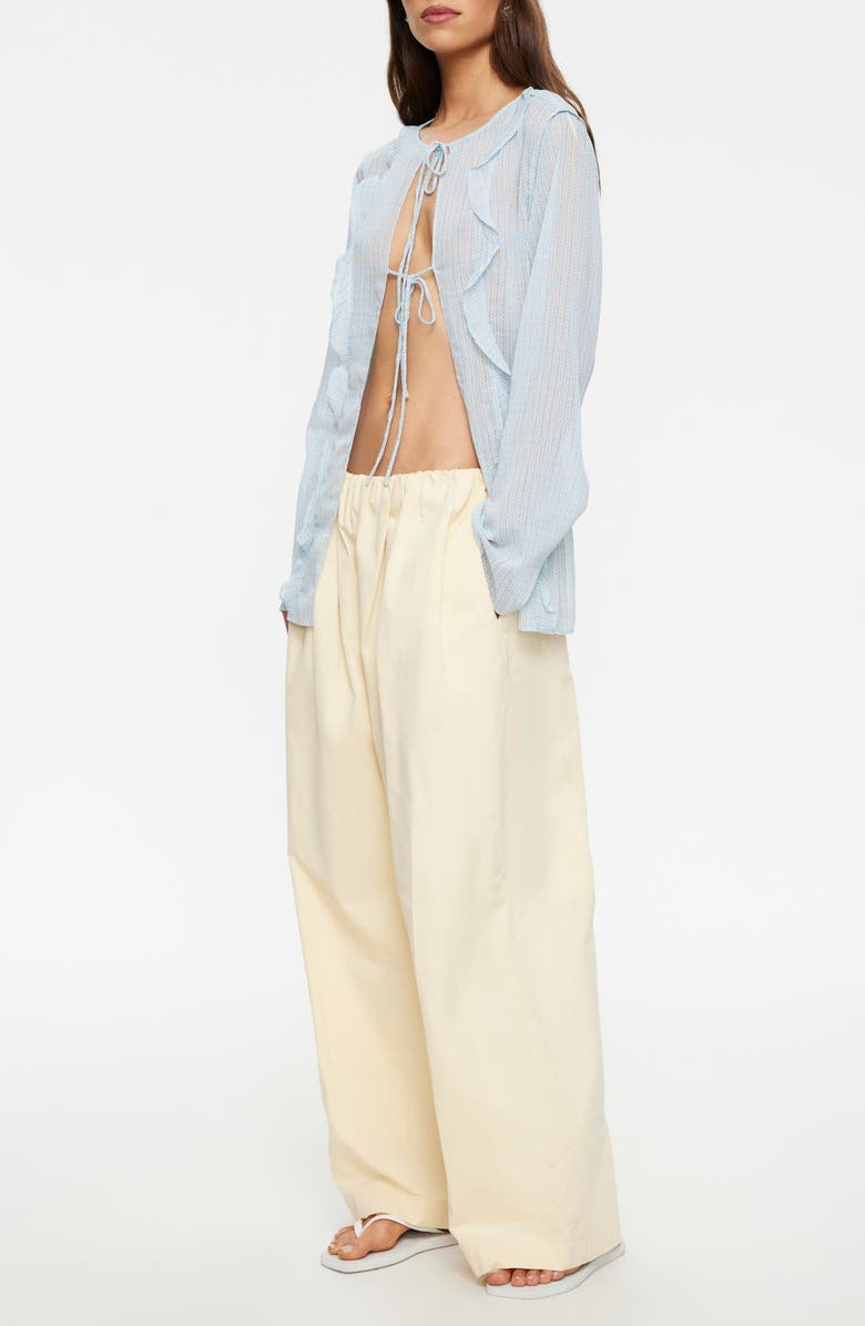 LIONESS Barely There Tie Front Top, Alternate, color, Mint Plaid