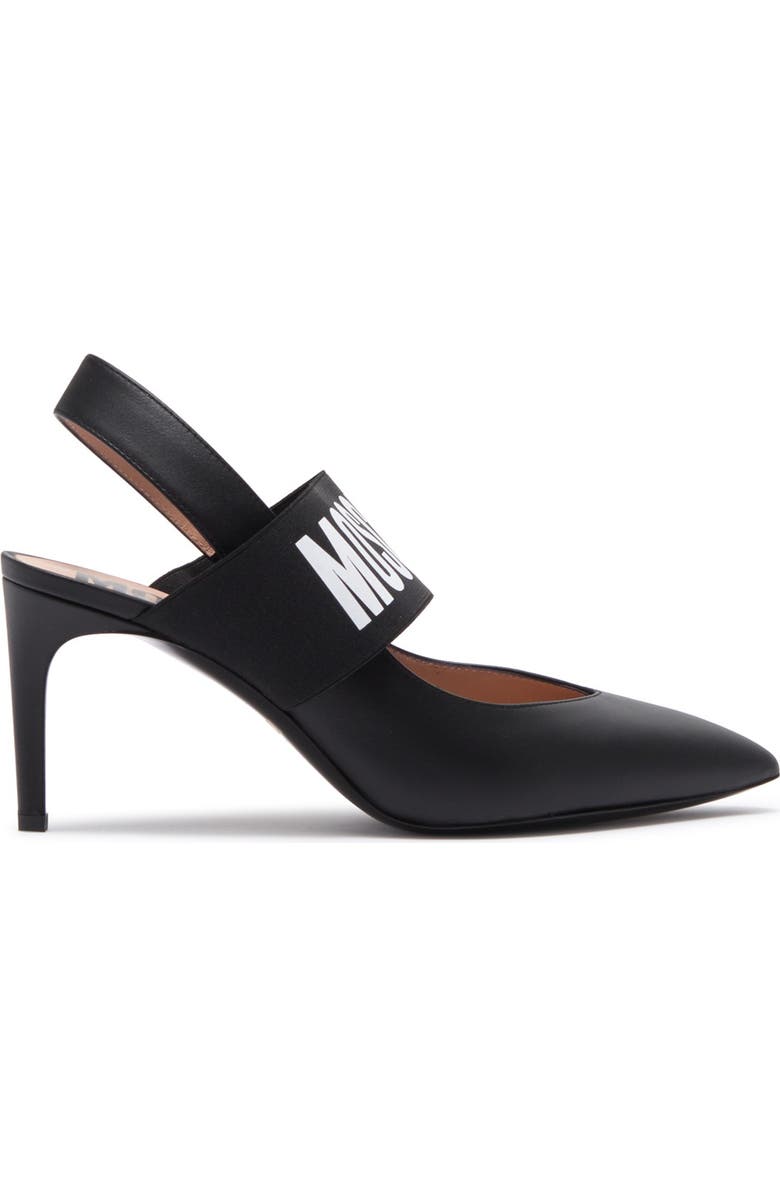 Moschino Logo Strap Leather Stiletto Pump, Alternate, color,