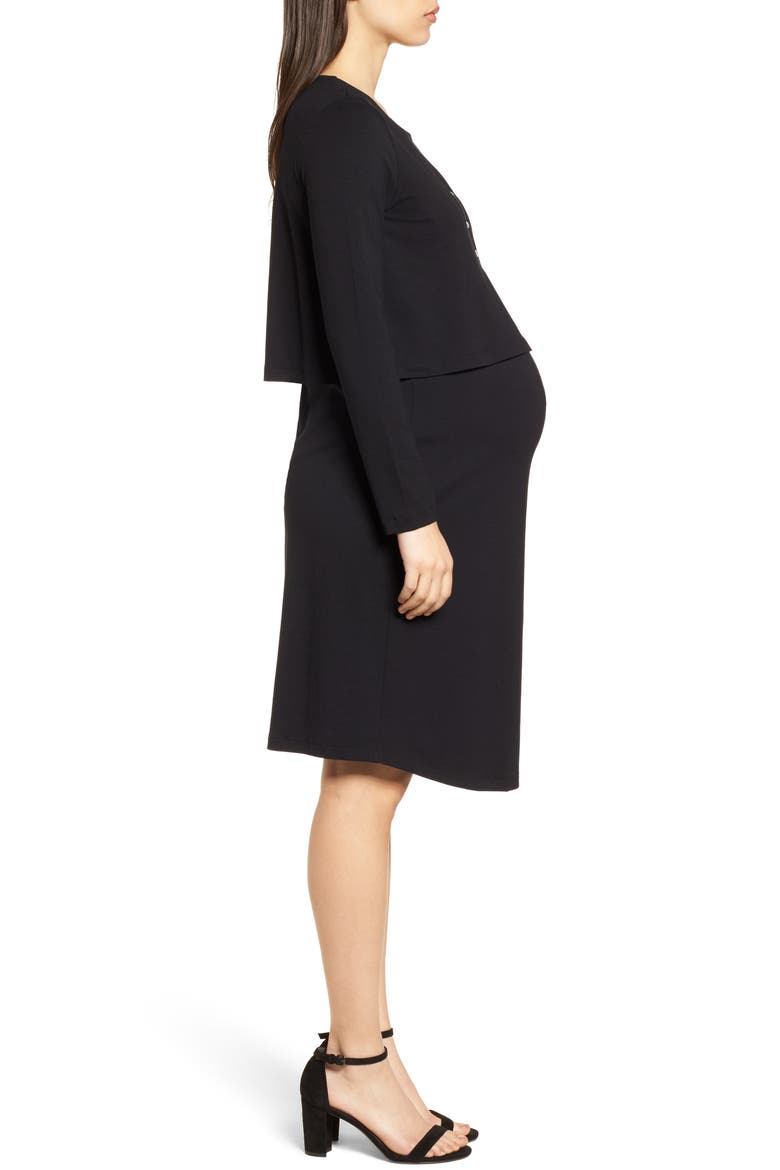 The Signature Nursing/Maternity Dress, Alternate, color, CAVIAR BLACK