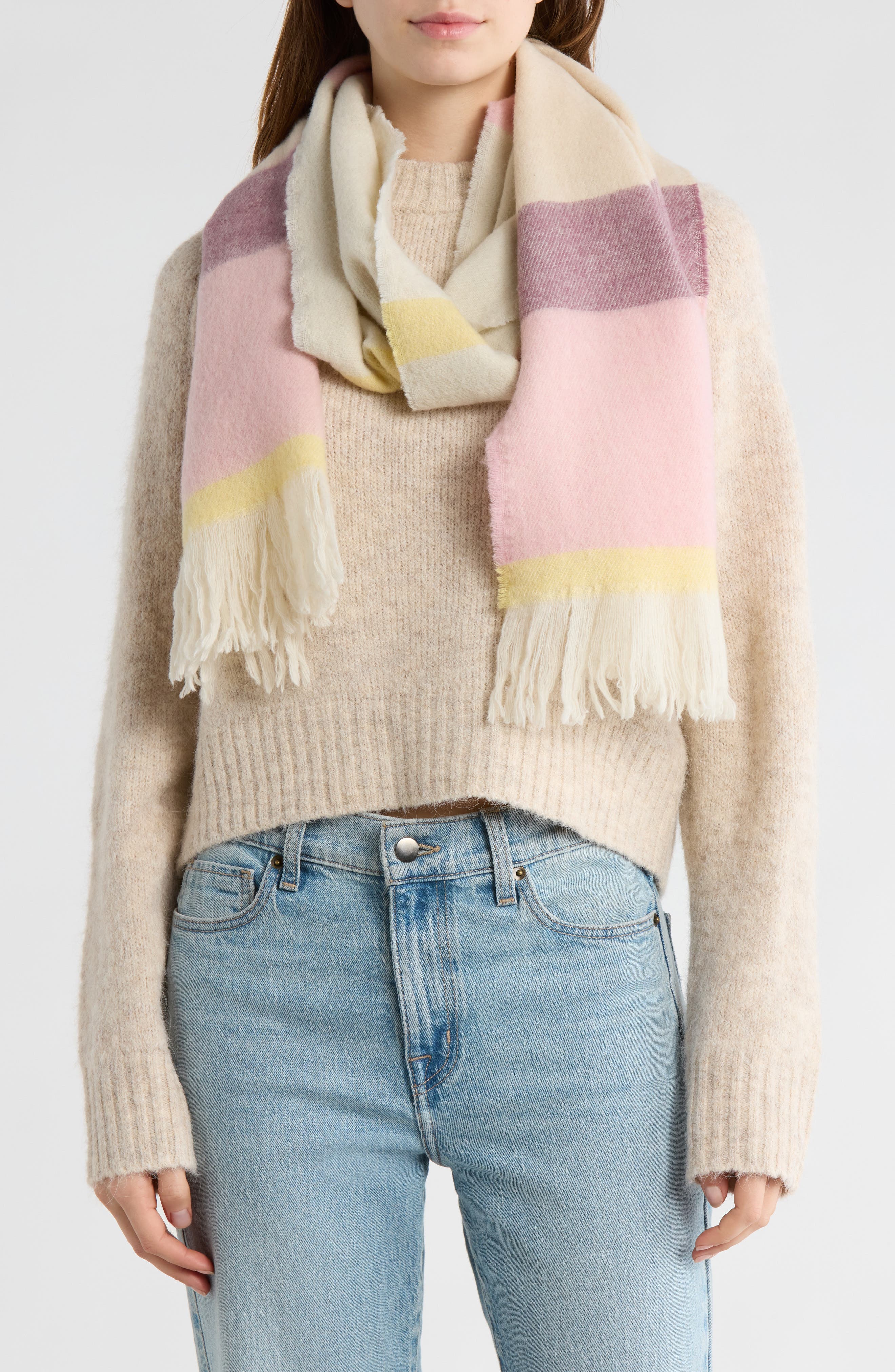 Vismaya Stripe Wool Blend Scarf