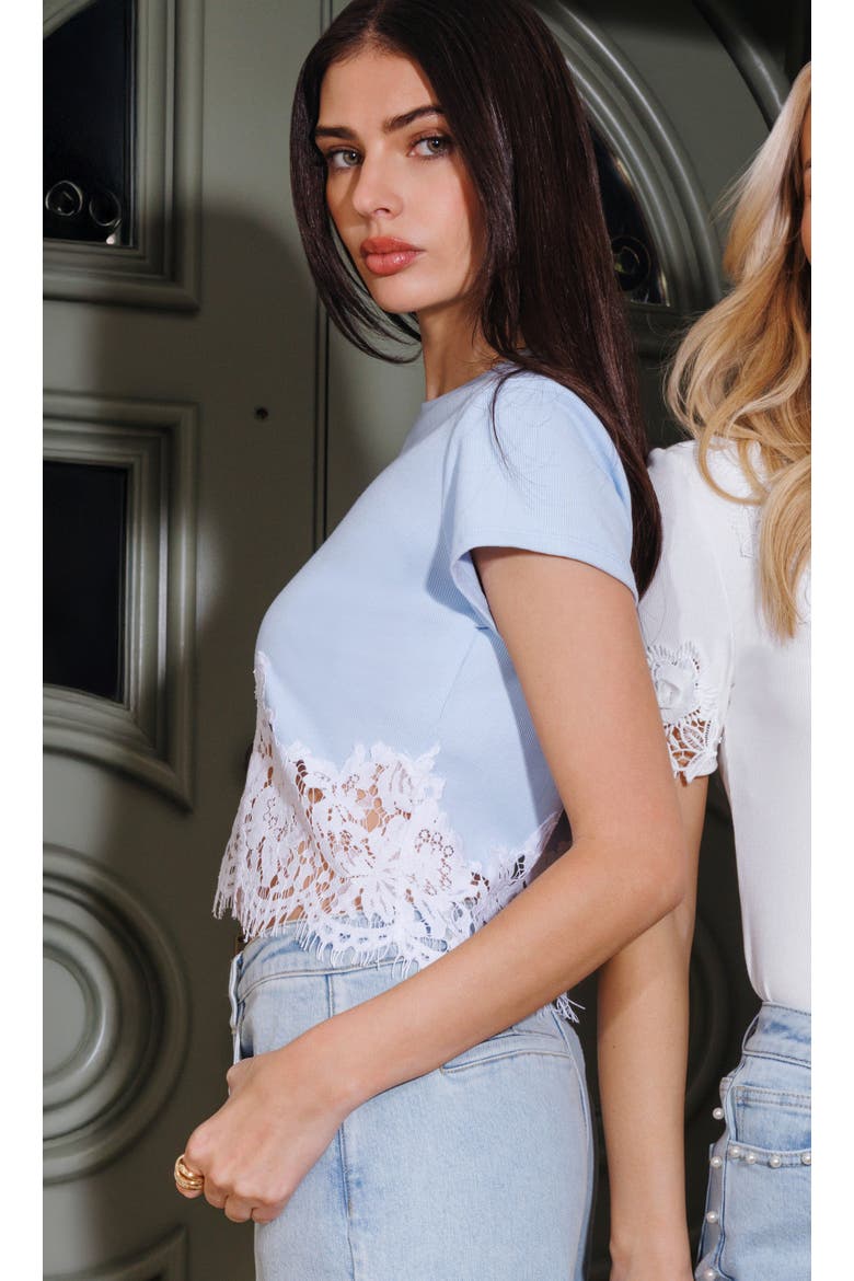 Paige Rib Lace Combo Top, Alternate, color, Blue