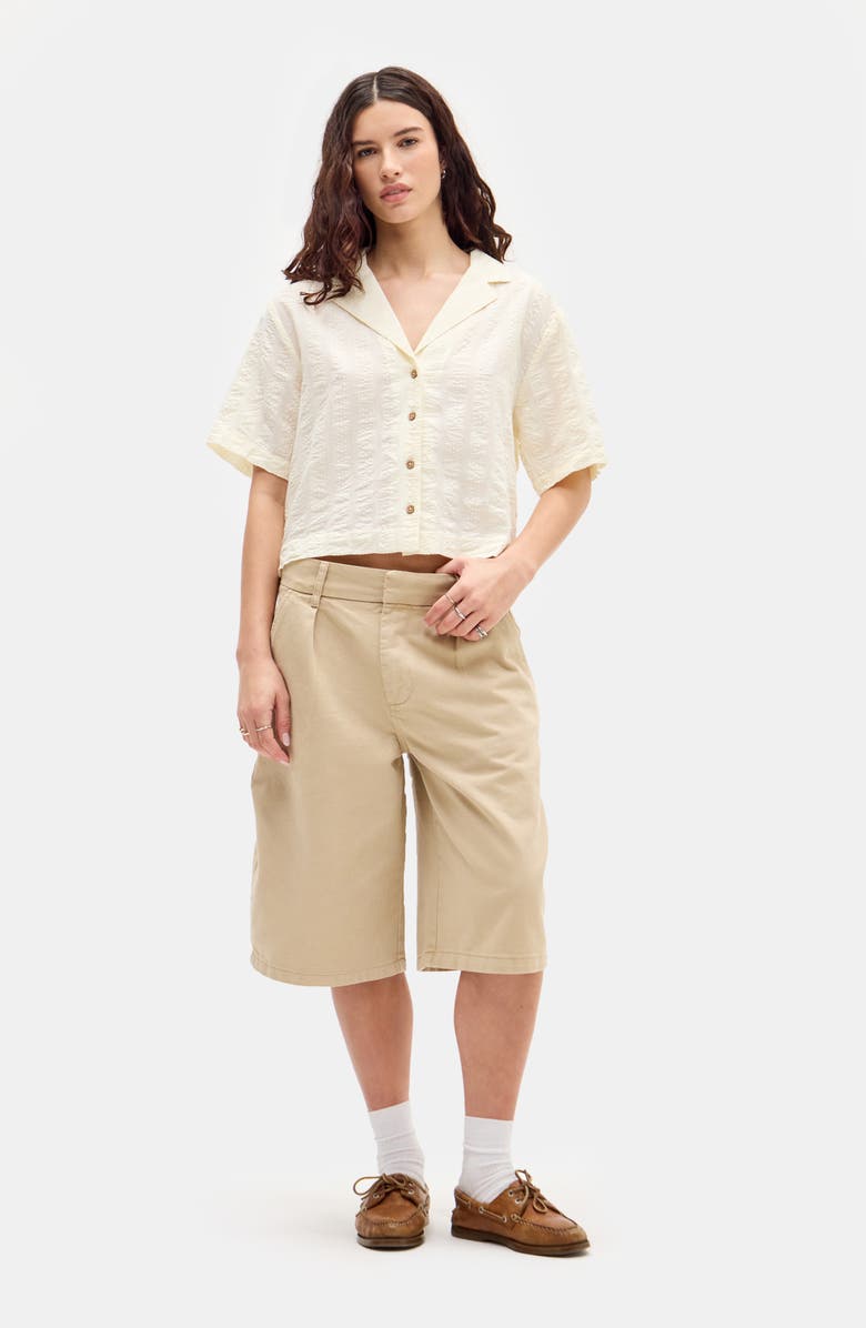 BDG Urban Outfitters Seersucker Texture Boxy Camp Shirt, Alternate, color, White