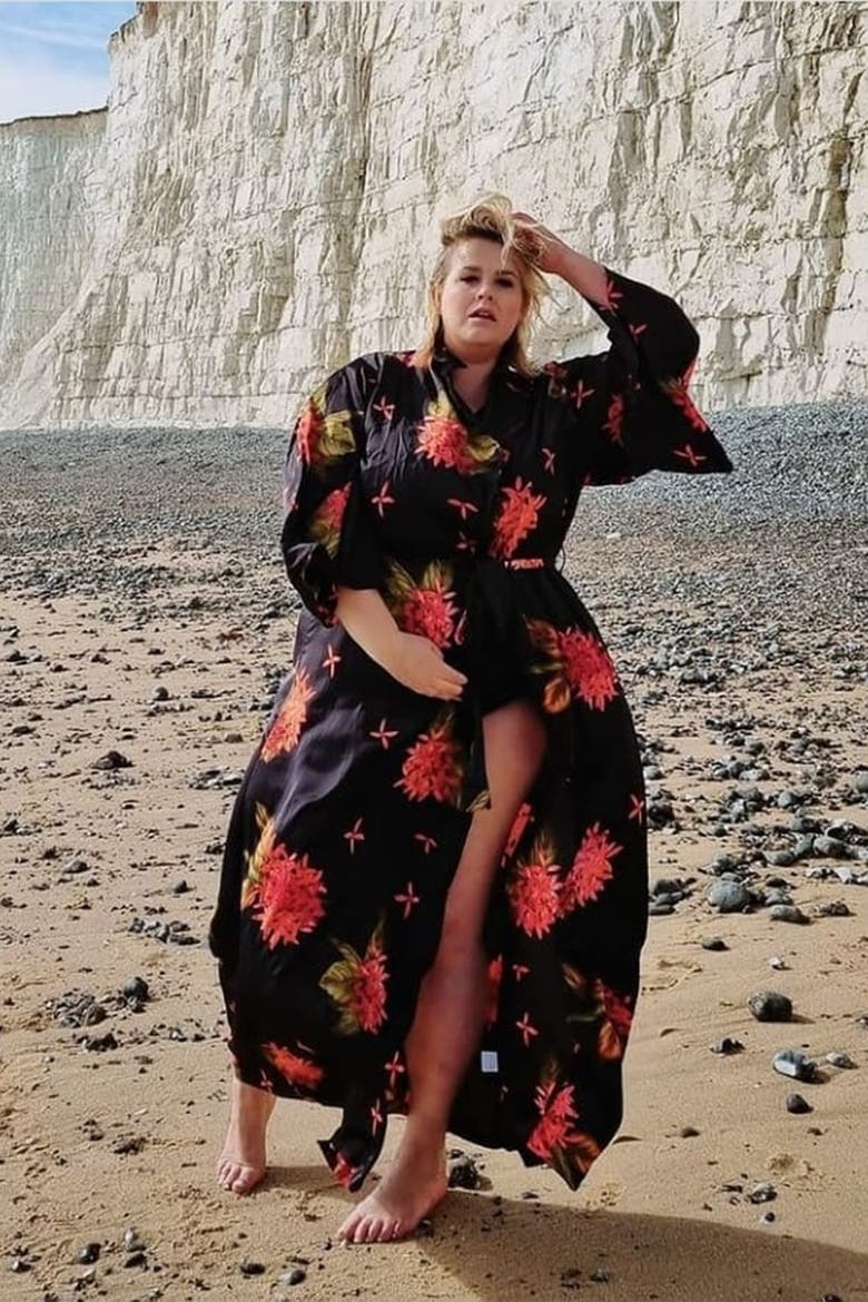 Els Botanical Kimono Dress, Alternate, color, Black