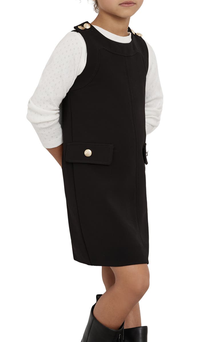 Reiss Kids' Cyrus Pinafore Dress, Alternate, color, Black