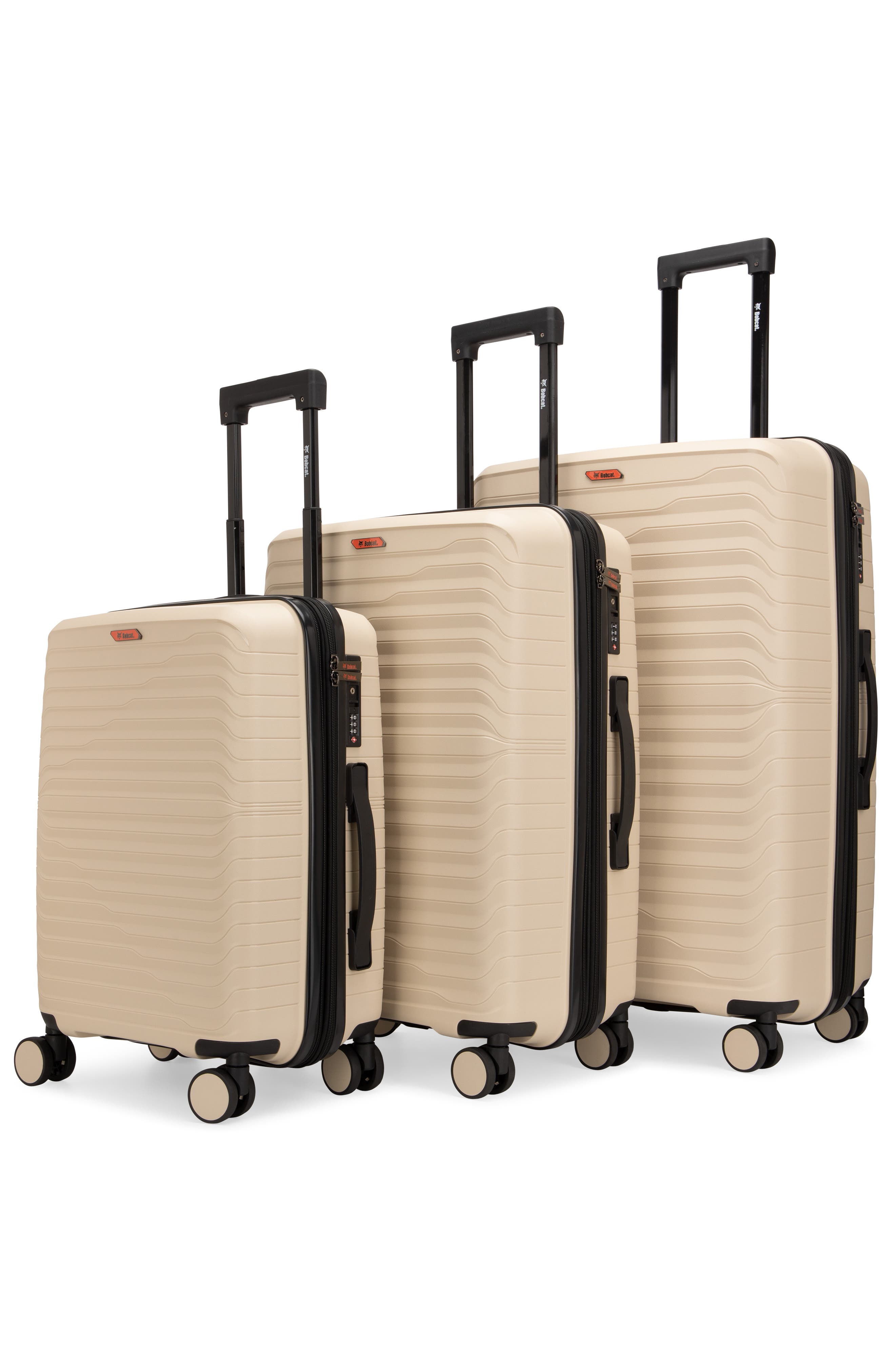Bobcat Excavator 3 Piece Expandable Spinner Luggage Set with TSA Lock, Alternate, color, Khaki