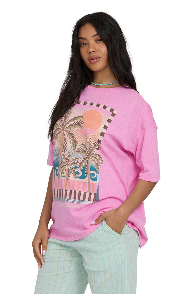 Billabong Feel The Heat Graphic Oversize Cotton T-Shirt, Alternate, color, Party Pink