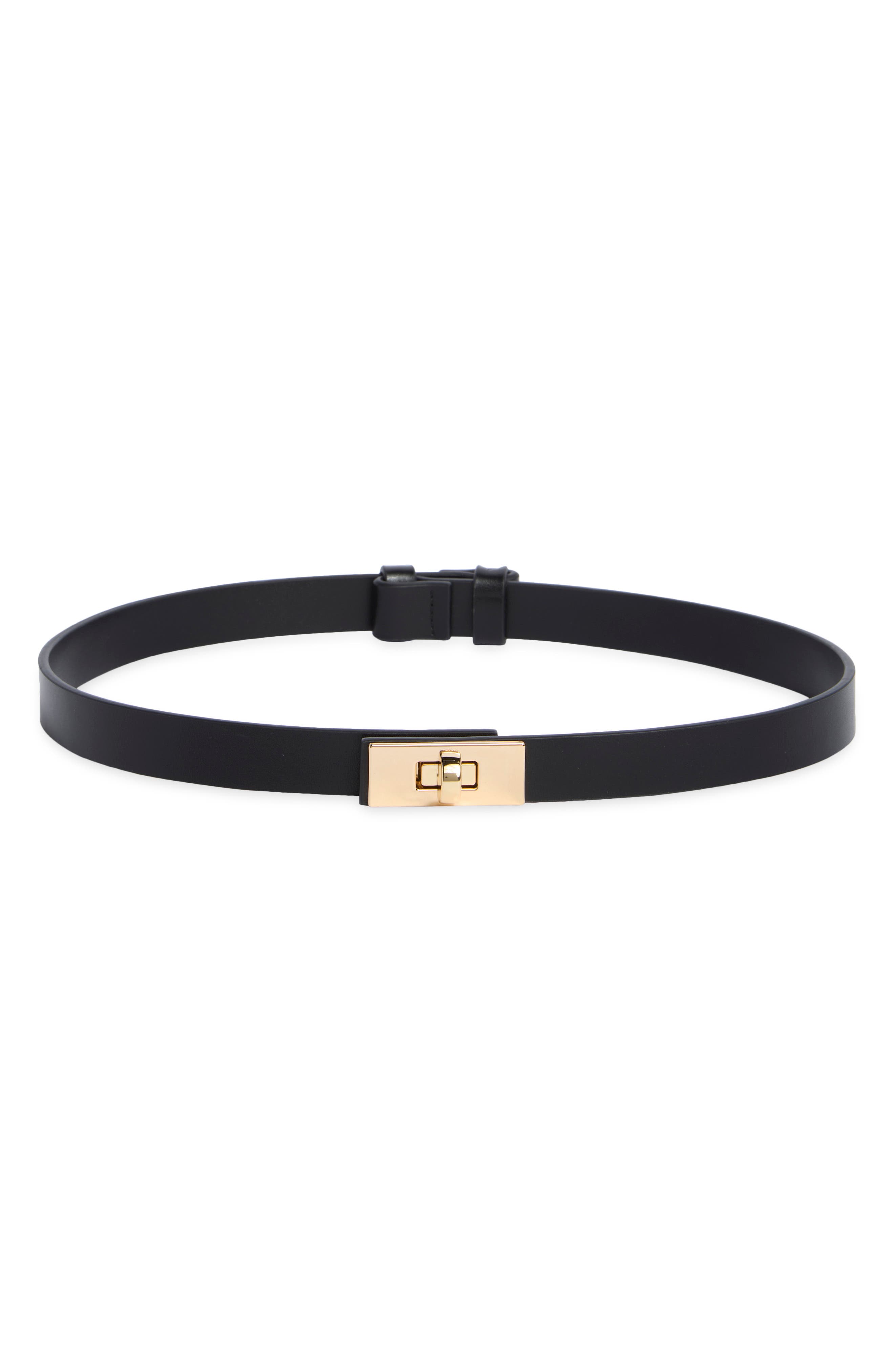 Slim Lock Faux Leather Belt