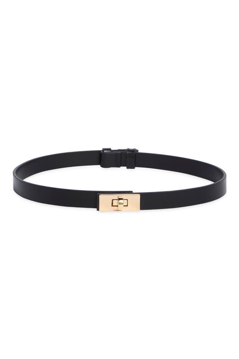 Slim Lock Faux Leather Belt, Main, color, BLACK001