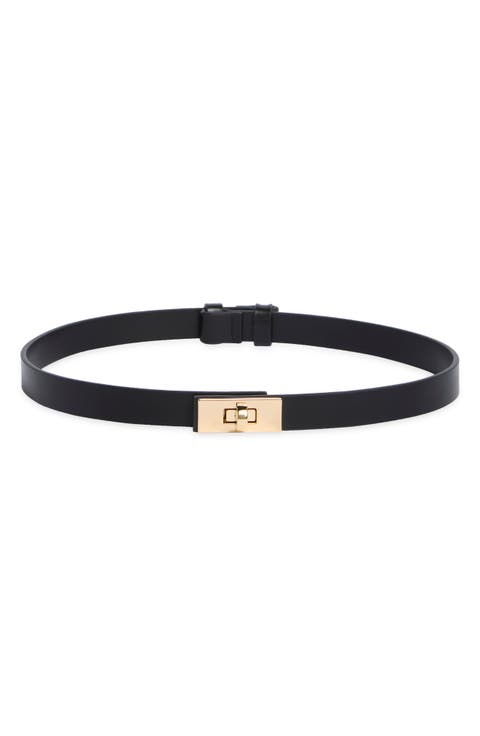 Slim Lock Faux Leather Belt