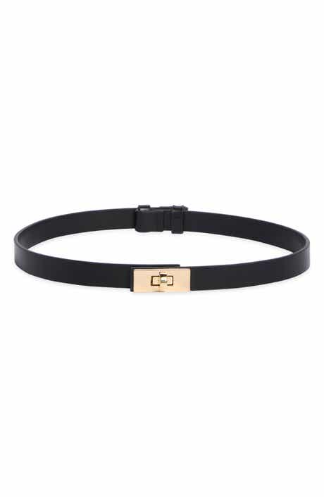 Slim Lock Faux Leather Belt