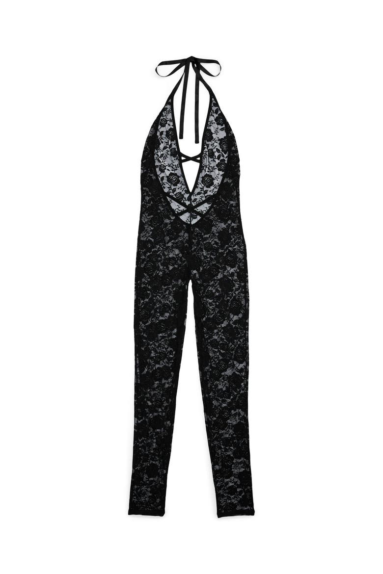 Catrice Crotchless Catsuit Lingerie, Alternate, color, Black