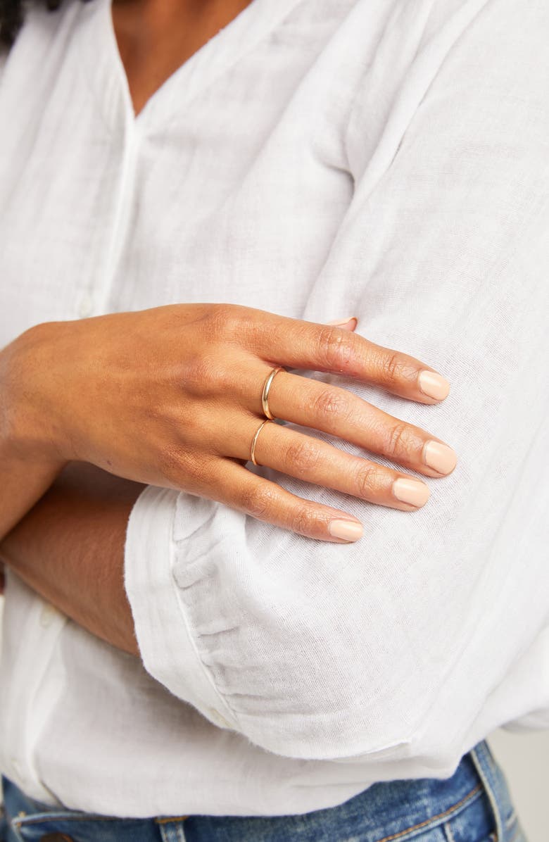 ABLE Set of 2 Dome Band & Hammered Band Stacking Ring, Alternate, color,