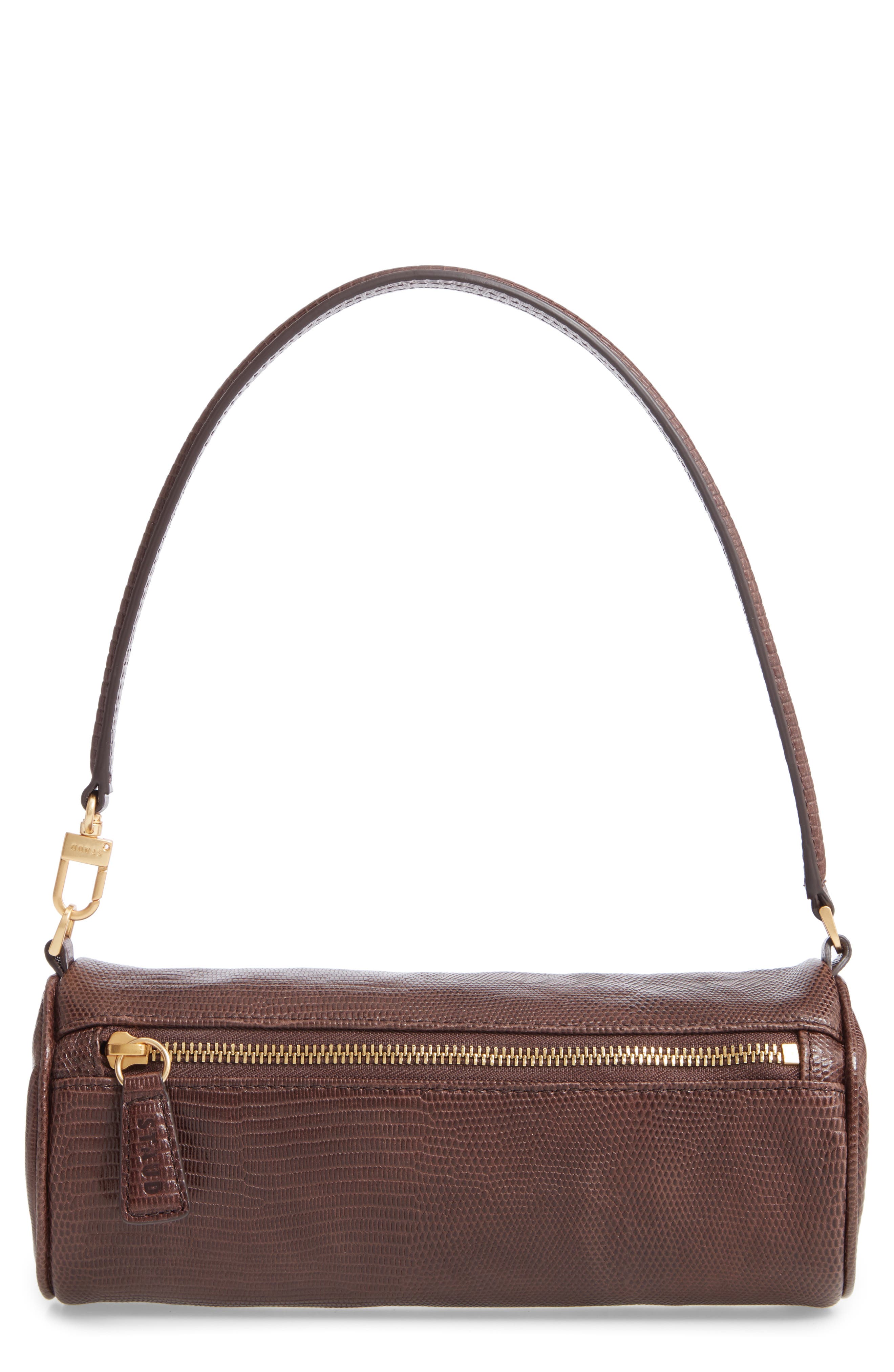 STAUD Suzy Leather Barrel Baguette Bag, Main, color, 