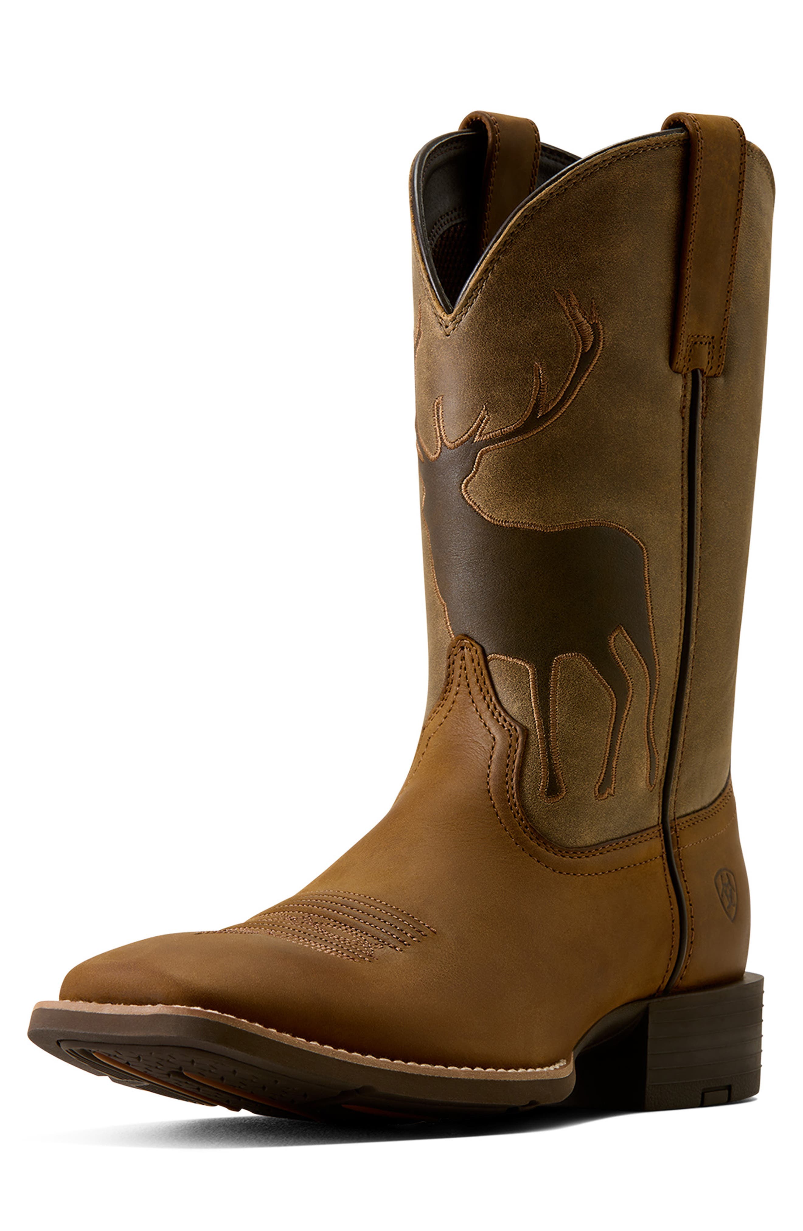 Sport Trail Cam Wide Square Toe Western Boot, Alternate, color, DISTRESSED BROWN