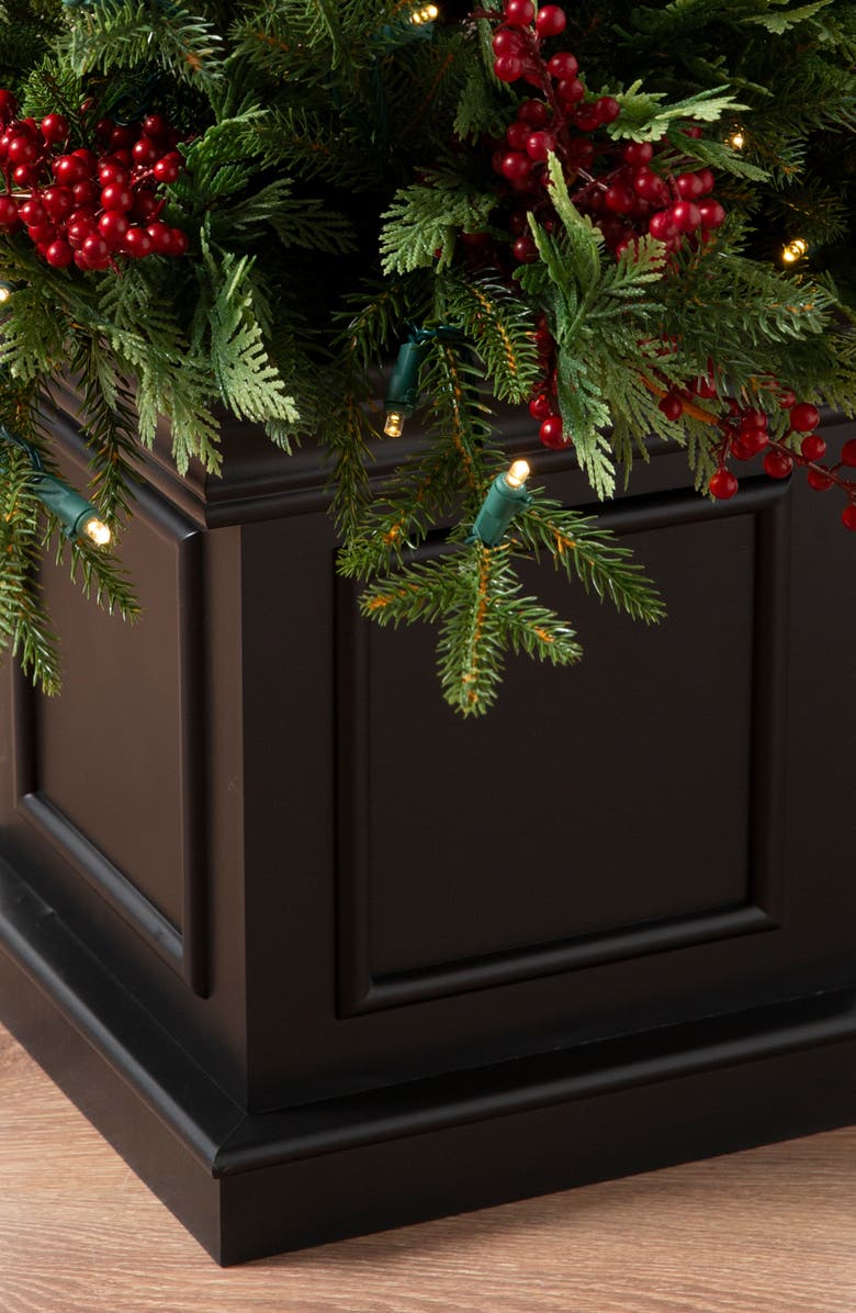 Balsam Hill Outdoor Red Berry Evergreen Pre-Lit Artificial Potted Tree, Alternate, color, Green