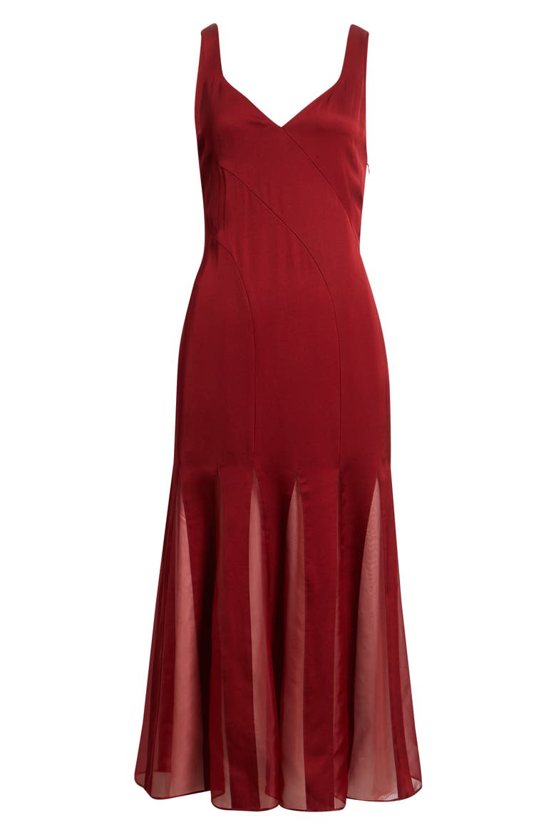 Sleeveless Godet Maxi Dress, Alternate, color, DEEP RUBY