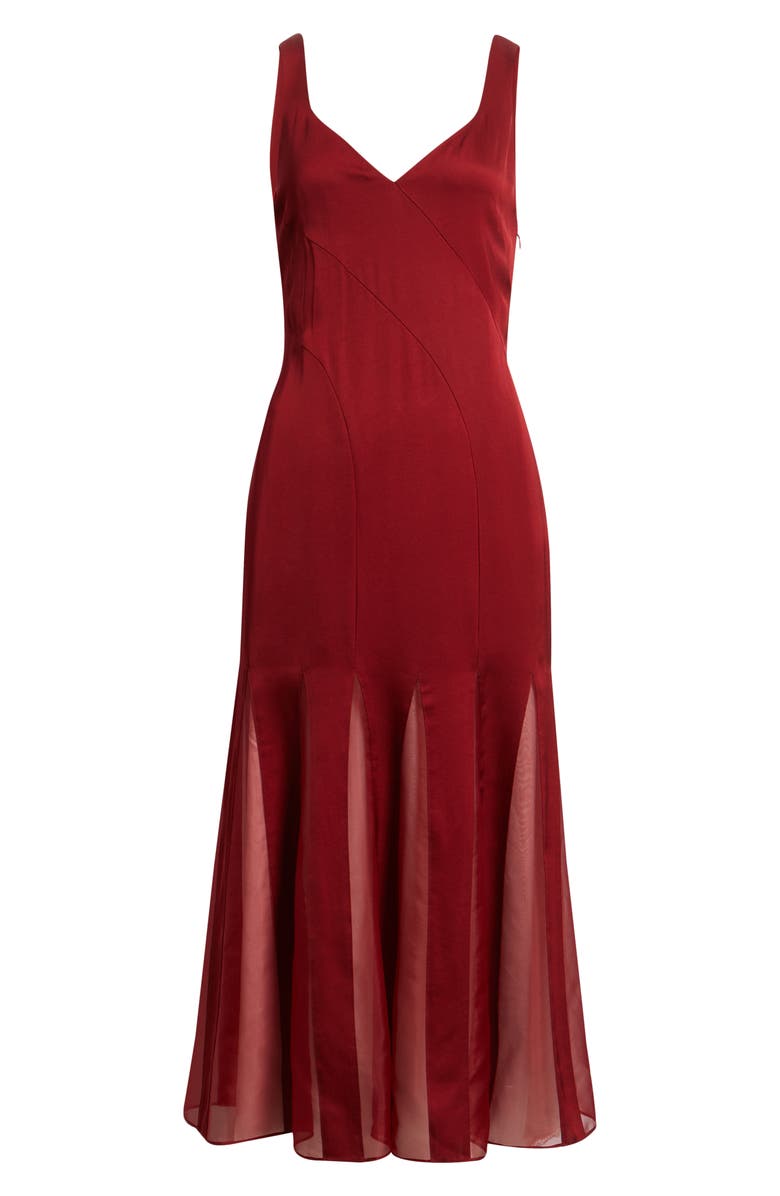 BOSS Sleeveless Godet Maxi Dress, Alternate, color, Deep Ruby