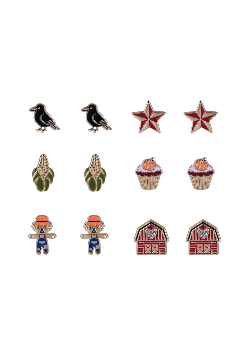 Farm Favorites 6 Pair Earring Set, Alternate, color, Orange