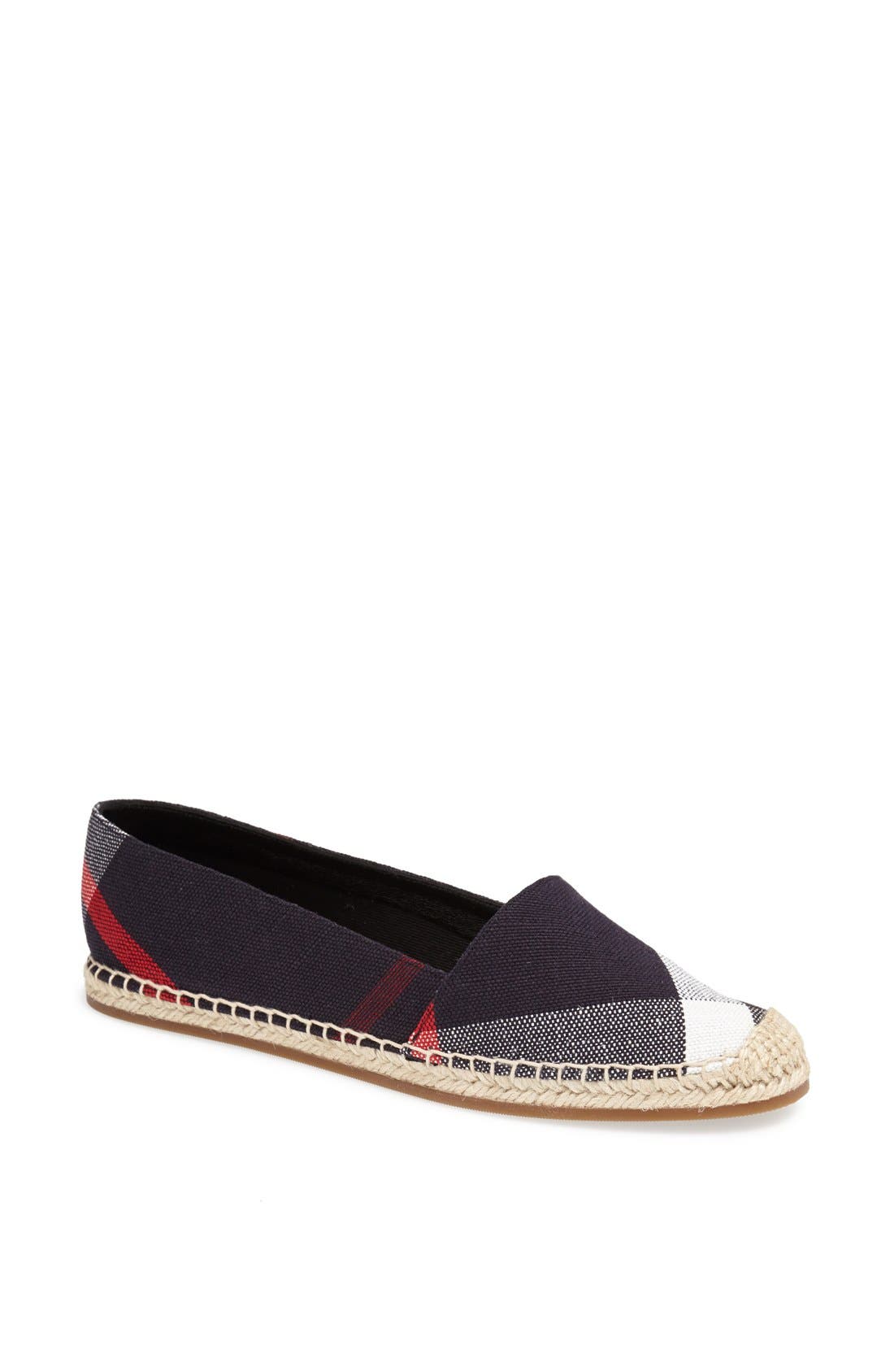 Hodgeson Check Print Espadrille Flat, Main, color, NAVY CHECK