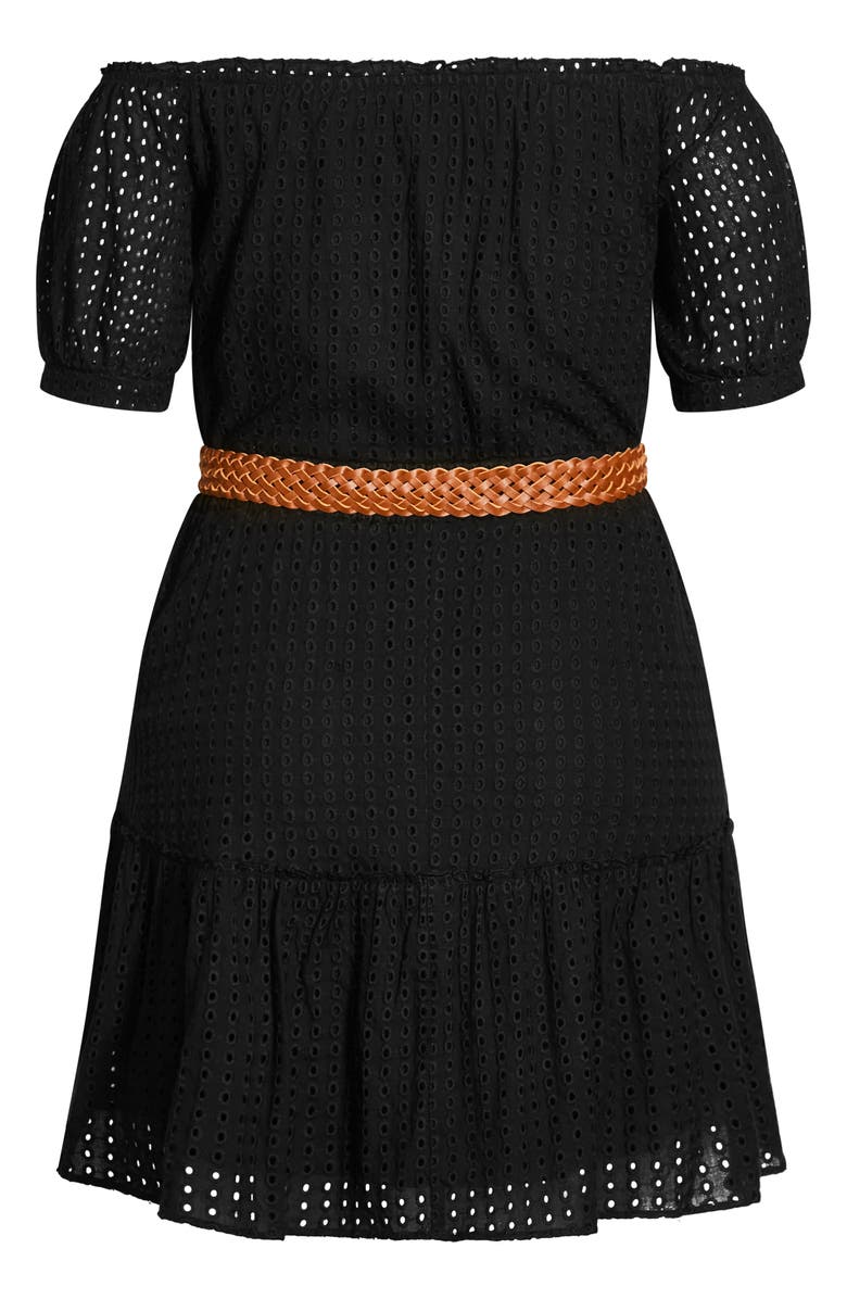 City Chic Off the Shoulder Belted Dress, Alternate, color, 