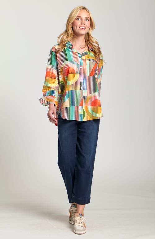 Apny Boyfriend Poplin Button-up Shirt In Multi