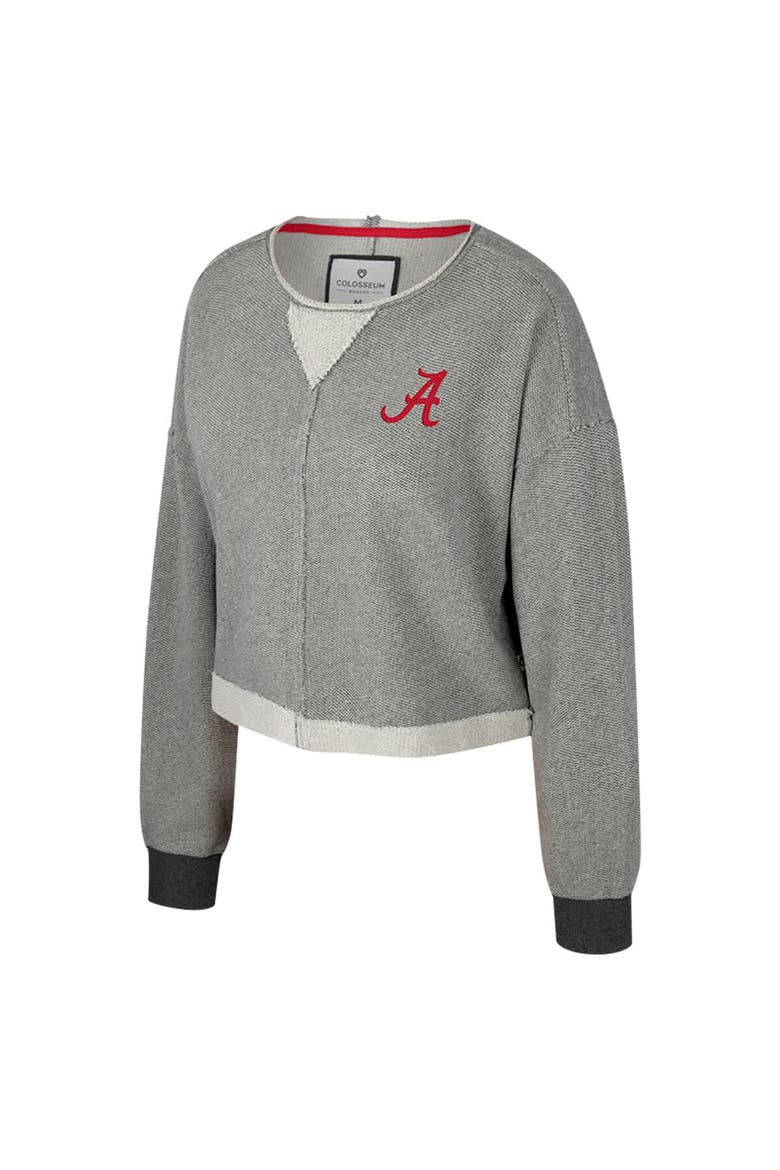 Women's Colosseum Charcoal Alabama Crimson Tide Magnum Scoop Neck Cropped Pullover Sweatshirt, Alternate, color, Charcoal
