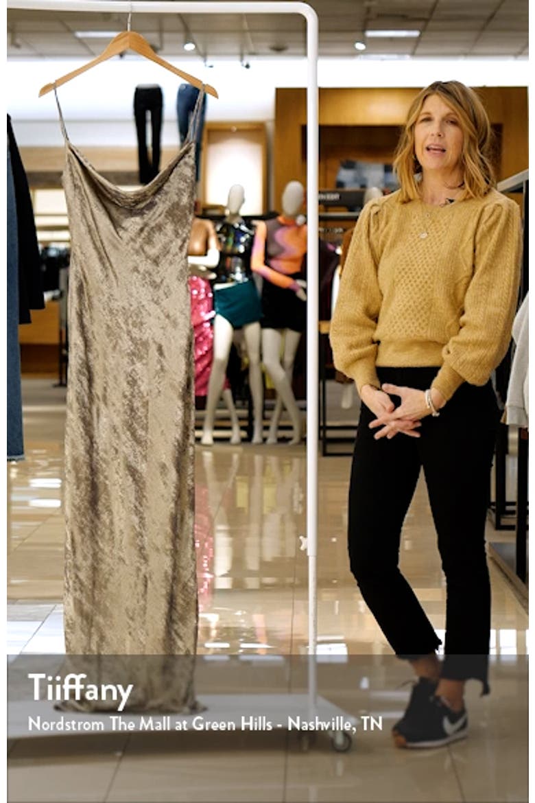 Gabrielle Metallic Cowl Neck Satin Dress video