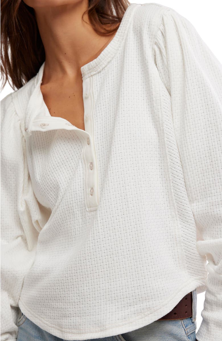Free People Quinn Rib Henley Top, Alternate, color, Ivory