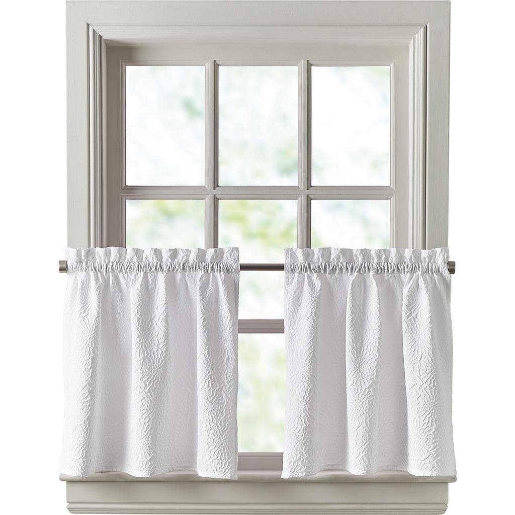 Dkny Chrysanthemum Set Of 2 Floral Tier Curtains In White