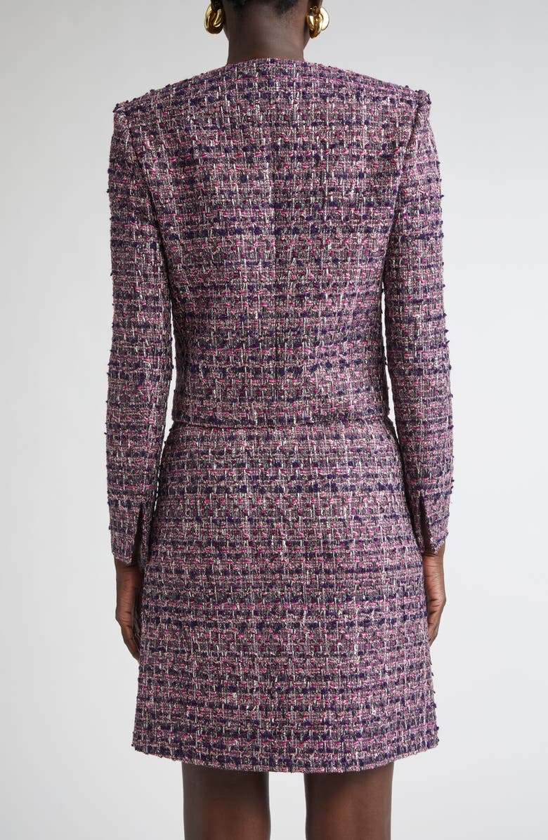 ST. JOHN Metallic Tape Tweed Crop Jacket, Alternate, color, Rose Quartz/ Boysenberry Multi