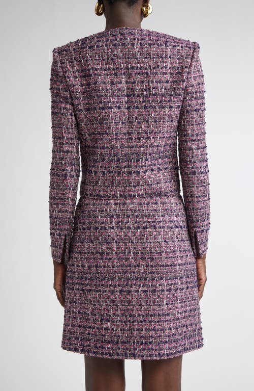 St John St. John Metallic Tape Tweed Crop Jacket In Purple