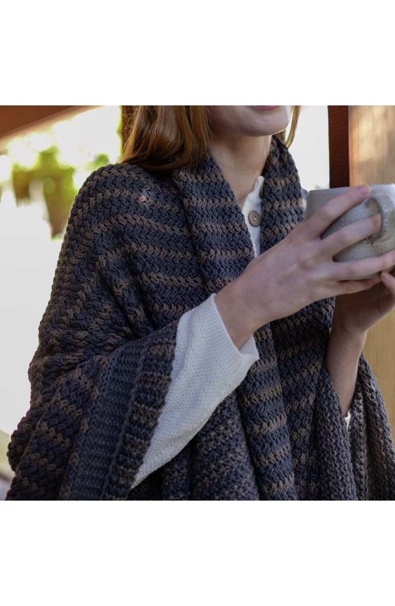 Pink Lemonade Tara Organic Cotton Throw Blanket, Alternate, color, Dark Grey