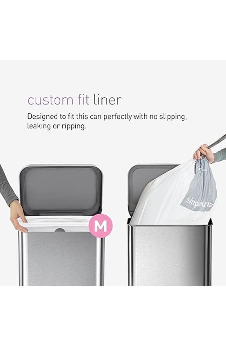 simplehuman Code M Custom Fit Liners with Quick Dispense Packs, Alternate, color, 200 Liners