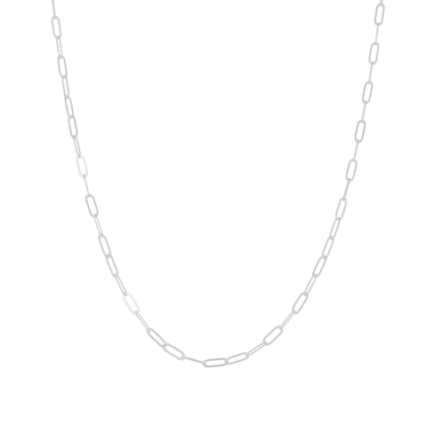 Sterling Silver Large Rectangular Chain Necklace