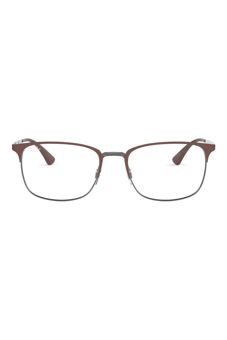 54mm Rectangular Optical Glasses, Main, color, MATTE BROWN