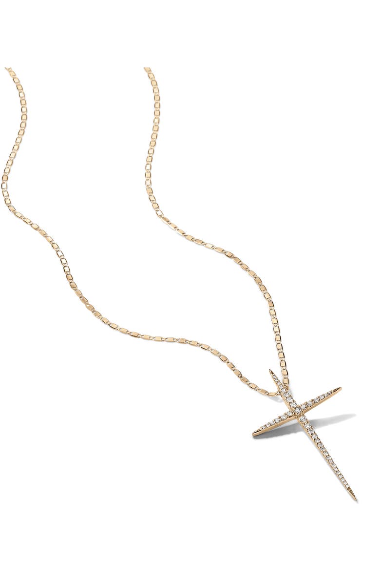 LANA 14K Gold Pointed Diamond Cross Pendant Necklace, Alternate, color, Yellow Gold