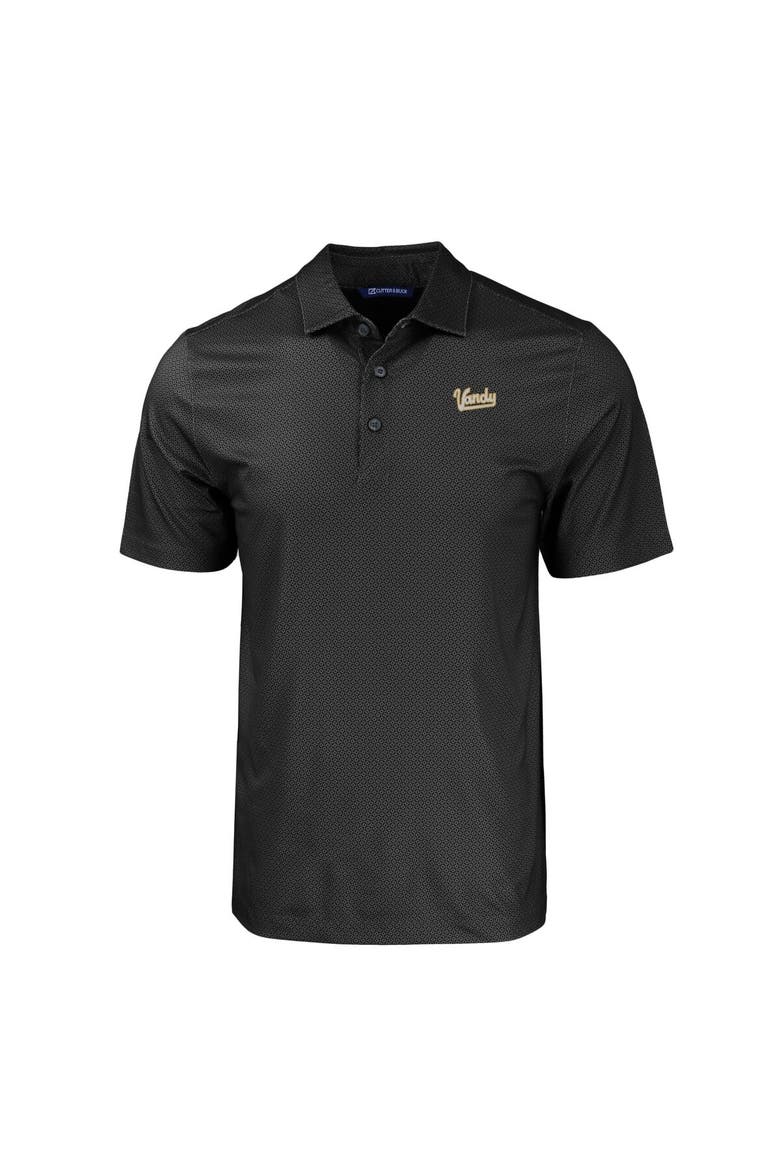 Men's Cutter & Buck  Black Vanderbilt Commodores Pike Eco Tonal Geo Print Stretch Recycled Polo, Alternate, color, Black