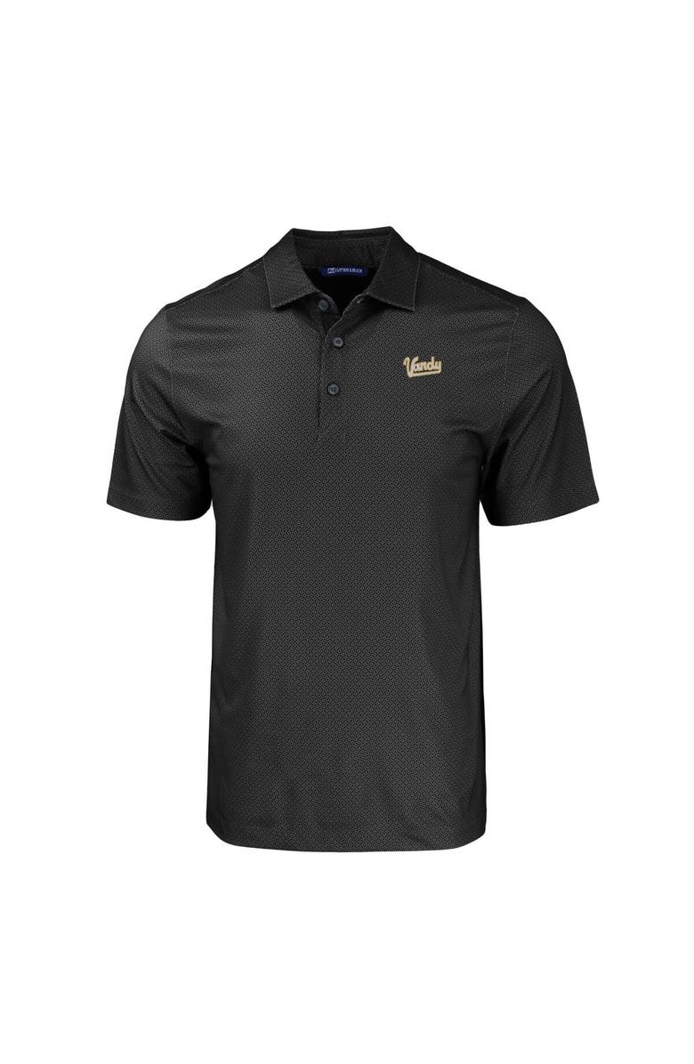 Cutter & Buck Men's Cutter & Buck  Black Vanderbilt Commodores Pike Eco Tonal Geo Print Stretch Recycled Polo, Alternate, color, 
