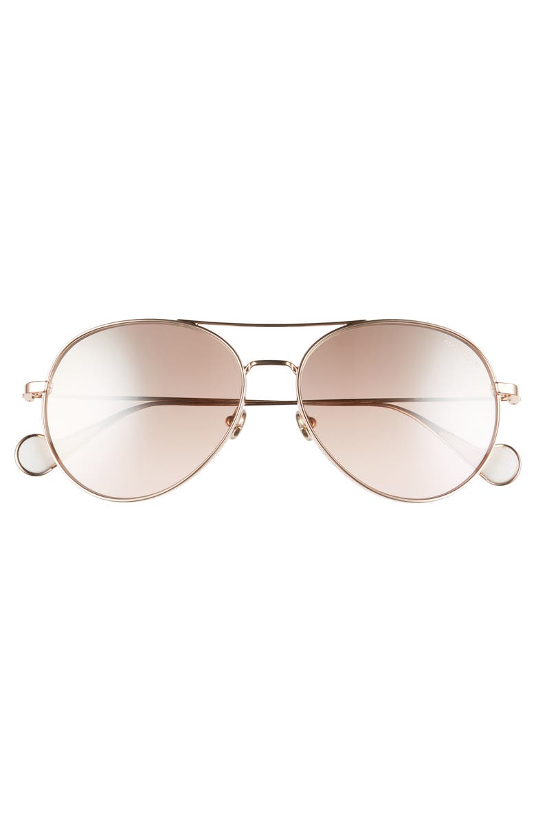 Moncler 57mm Mirrored Aviator Sunglasses, Alternate, color, 