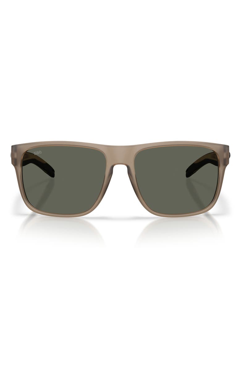 Costa Del Mar Spearo XL 59mm Polarized Square Sunglasses, Main, color, Matte Brown Smoke / Gray 580G