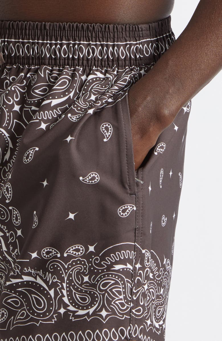MIDNIGHT RODEO x La Porte Drawstring Shorts, Alternate, color, Brown Bandana Print