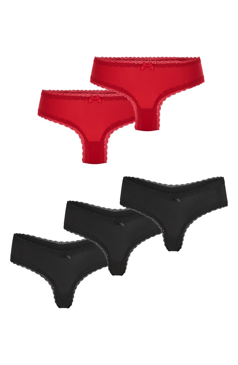 Hunkemöller London Assorted 5-Pack Brazilian Briefs, Alternate, color, Chili Pepper