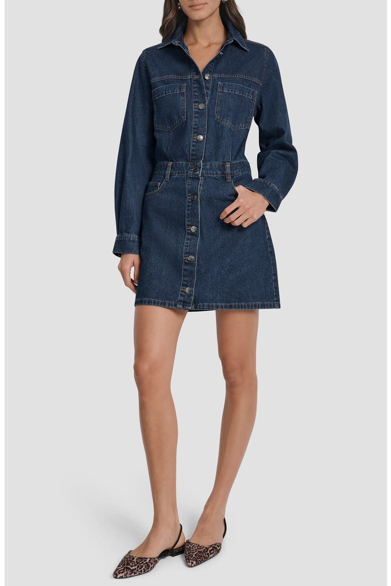 Long Sleeve Denim Shirtdress, Main, color, ELERY